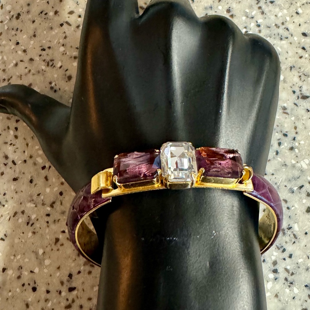 Vintage Made in Italy chunky statement bracelet with snakeskin embossed leather.